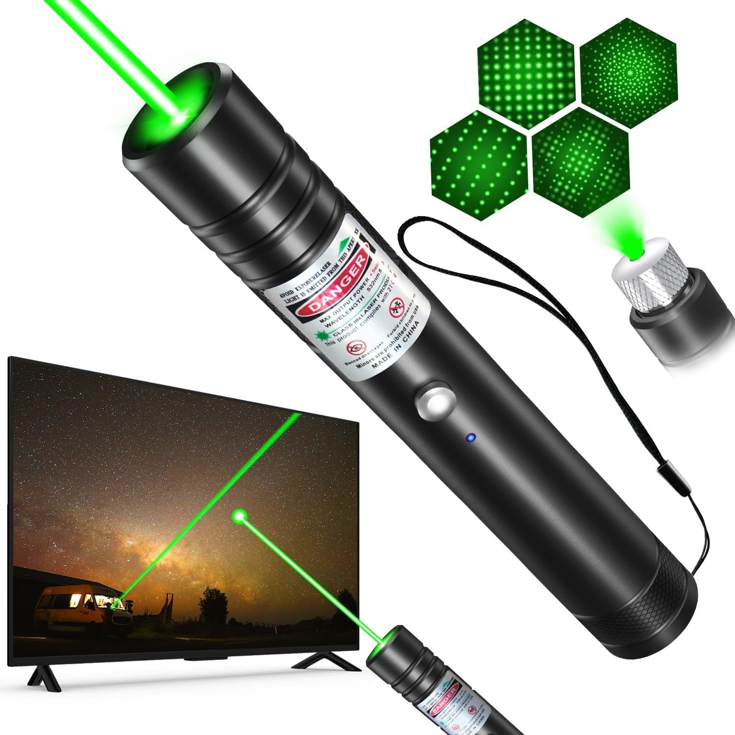 MIPREZT Green Laser Pointer Rechargeable USB Presenter Presentation Pen