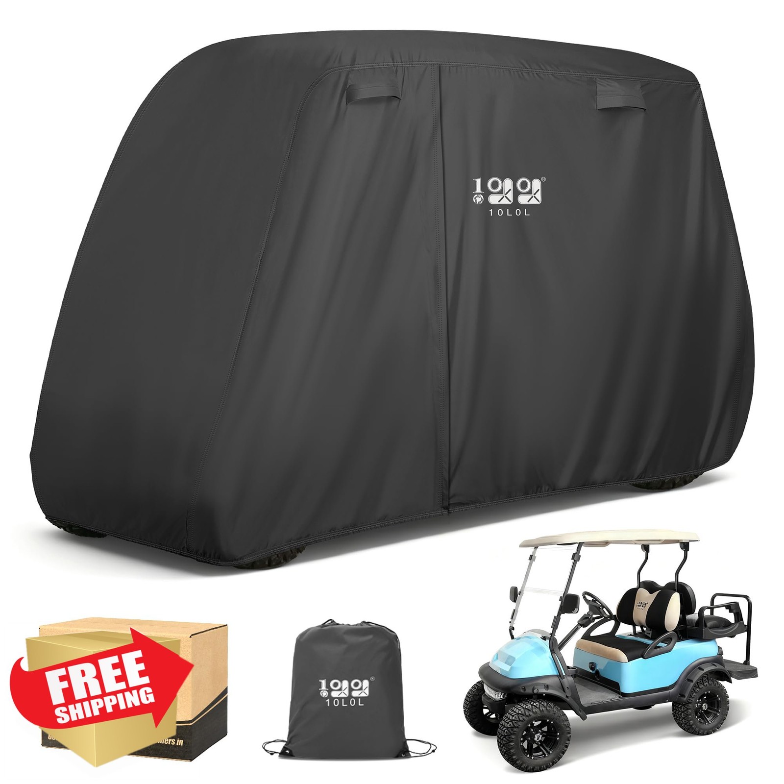 10L0L Golf Cart Cover 2/4 Passenger, 420D Waterproof