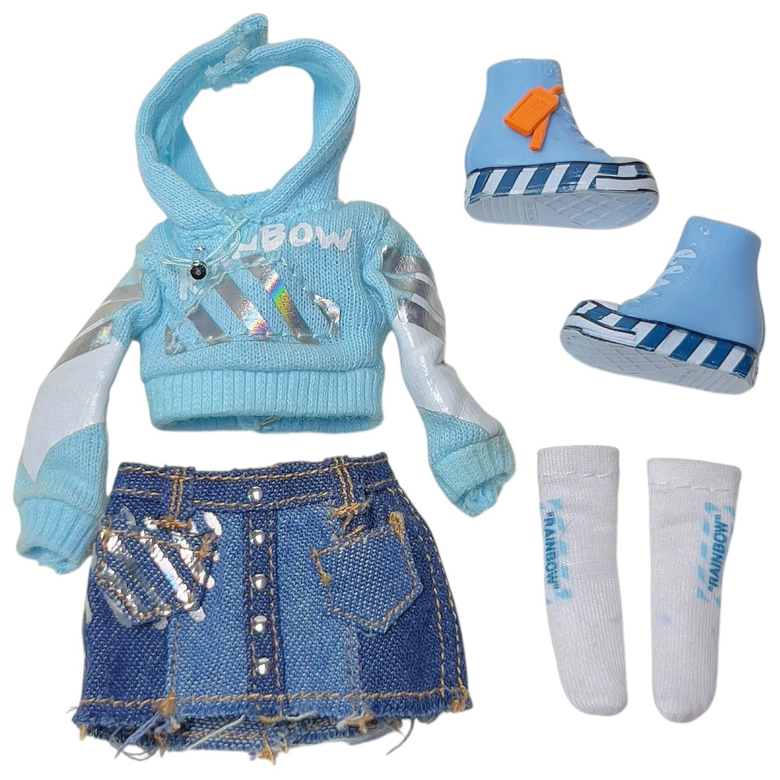 Rainbow High Skyler Bradshaw Junior Jr 9'" Doll Skirt Top Socks Outfit Shoes Lot