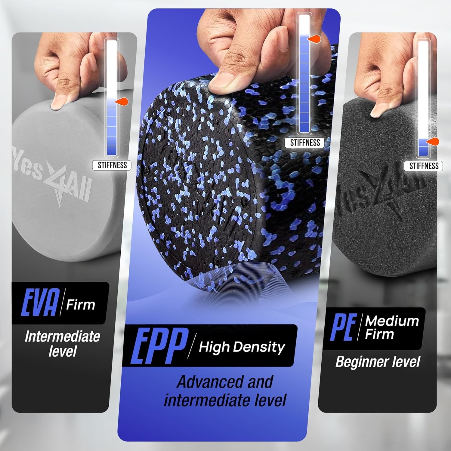 Versatile EPP Round Foam Roller - Extra Firm 12 Inch for Mobility & Flexibility
