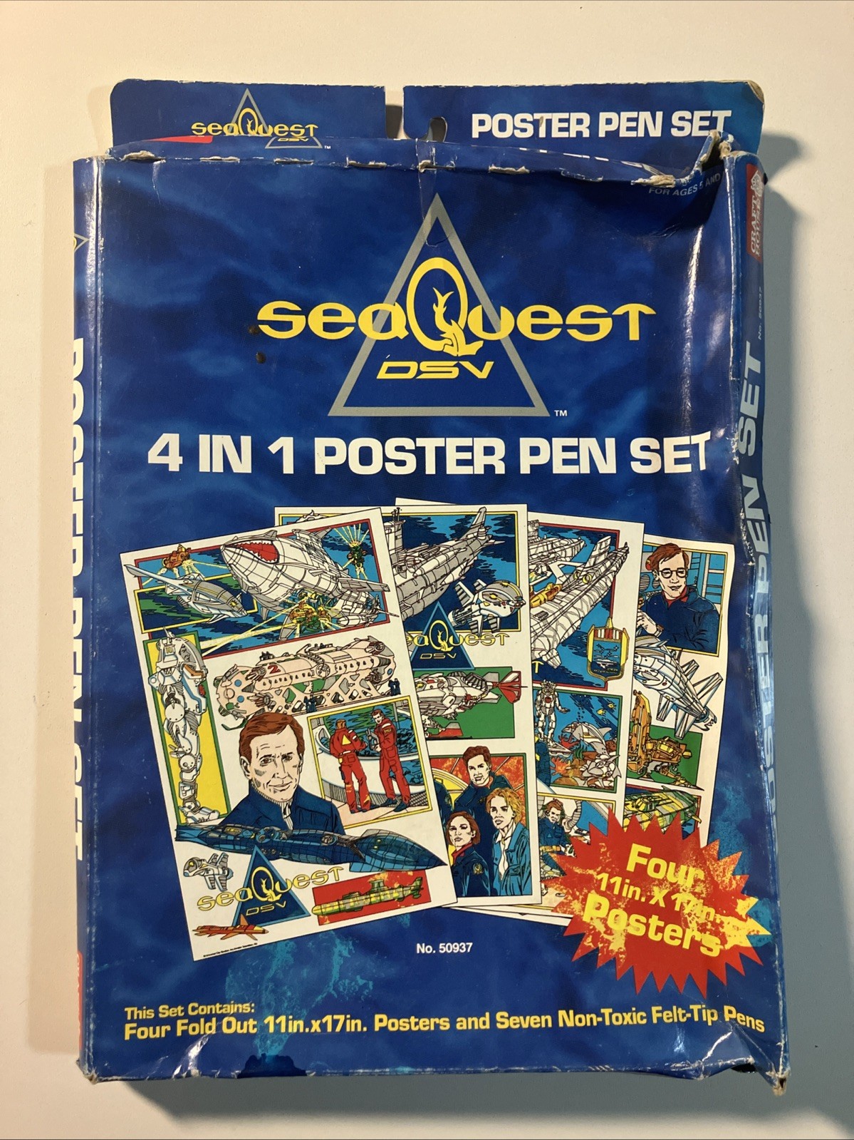 1993 Seaquest DSV 4 In 1 Poster Pen Set Sealed In Box 4 11"x17" Posters & 7 Pens