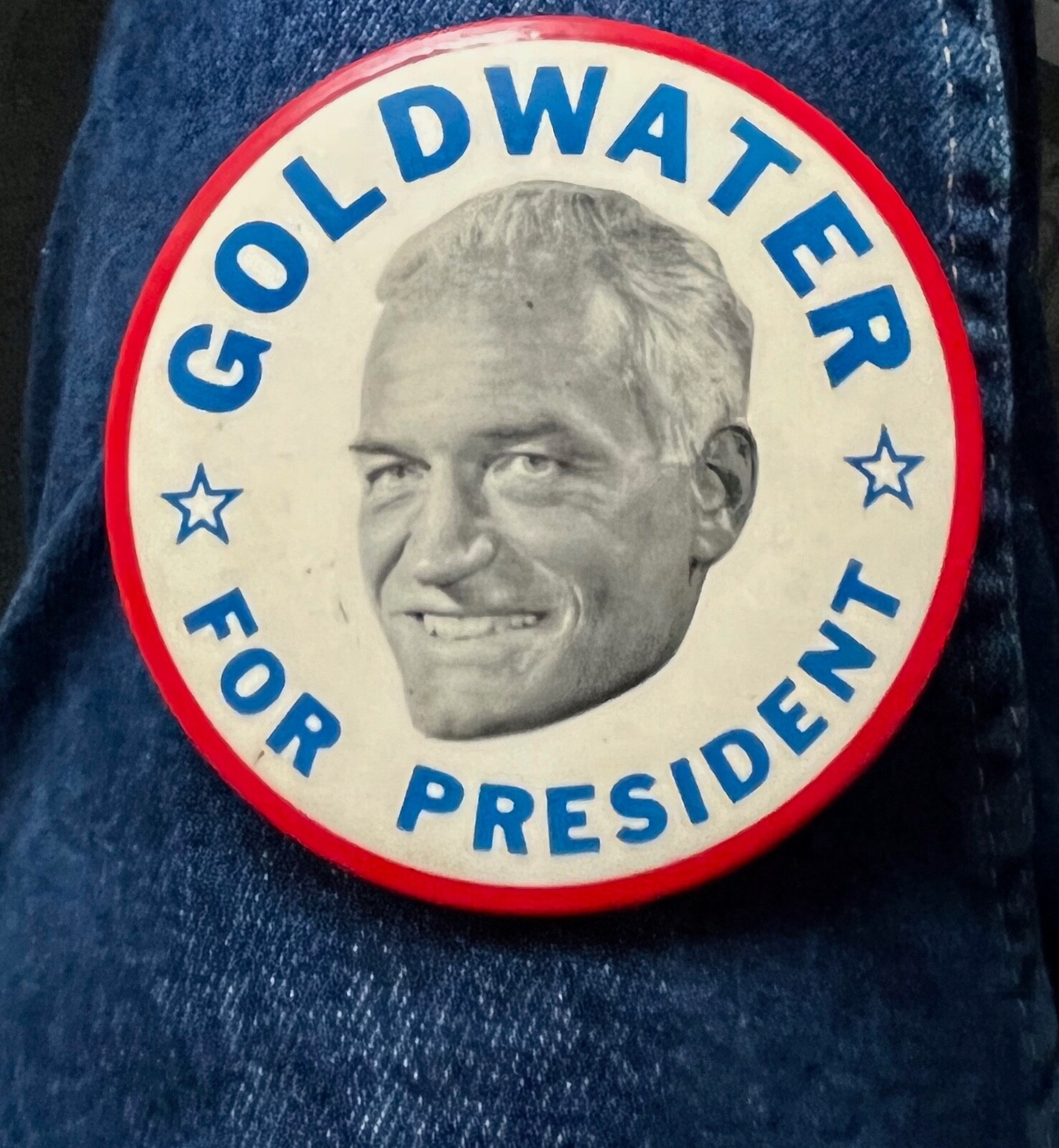 1964 Barry Goldwater For President Picture Pinback 3 1/2" Cello Political