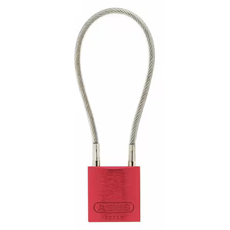 Abus 13081 Lockout Padlock, Keyed Alike, Aluminum, Red, 8 1/4 In Shackle