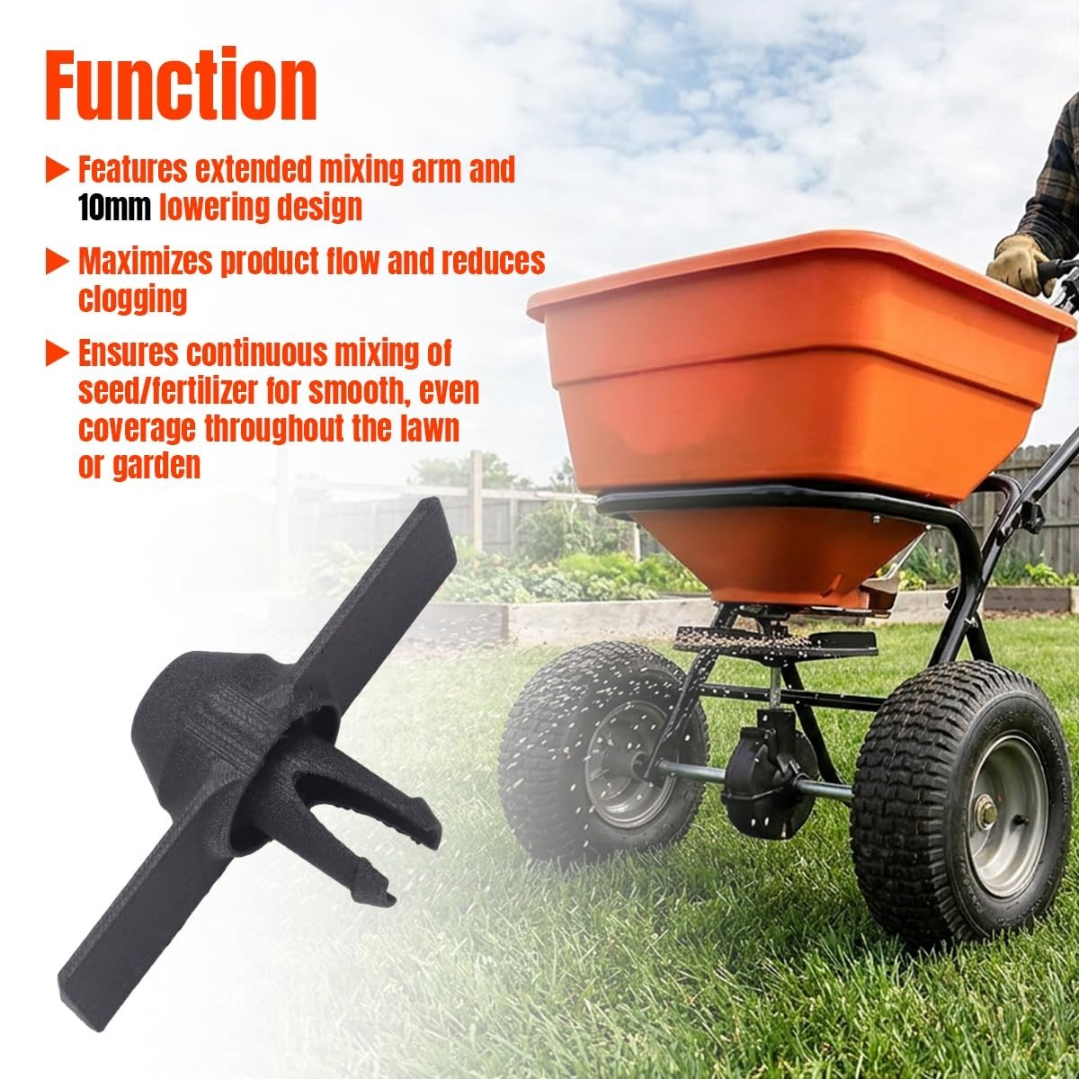 Upgraded Agitator for Even Seed & Fertilizer Dispersion - Garden Tool Accessory