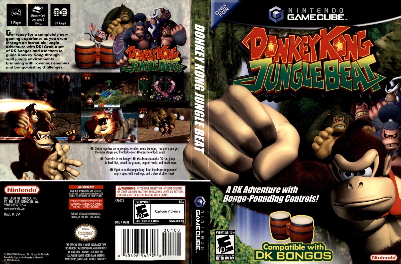 Donkey Kong Jungle Beat Nintendo GameCube Art Insert Only Used Condition No Game
