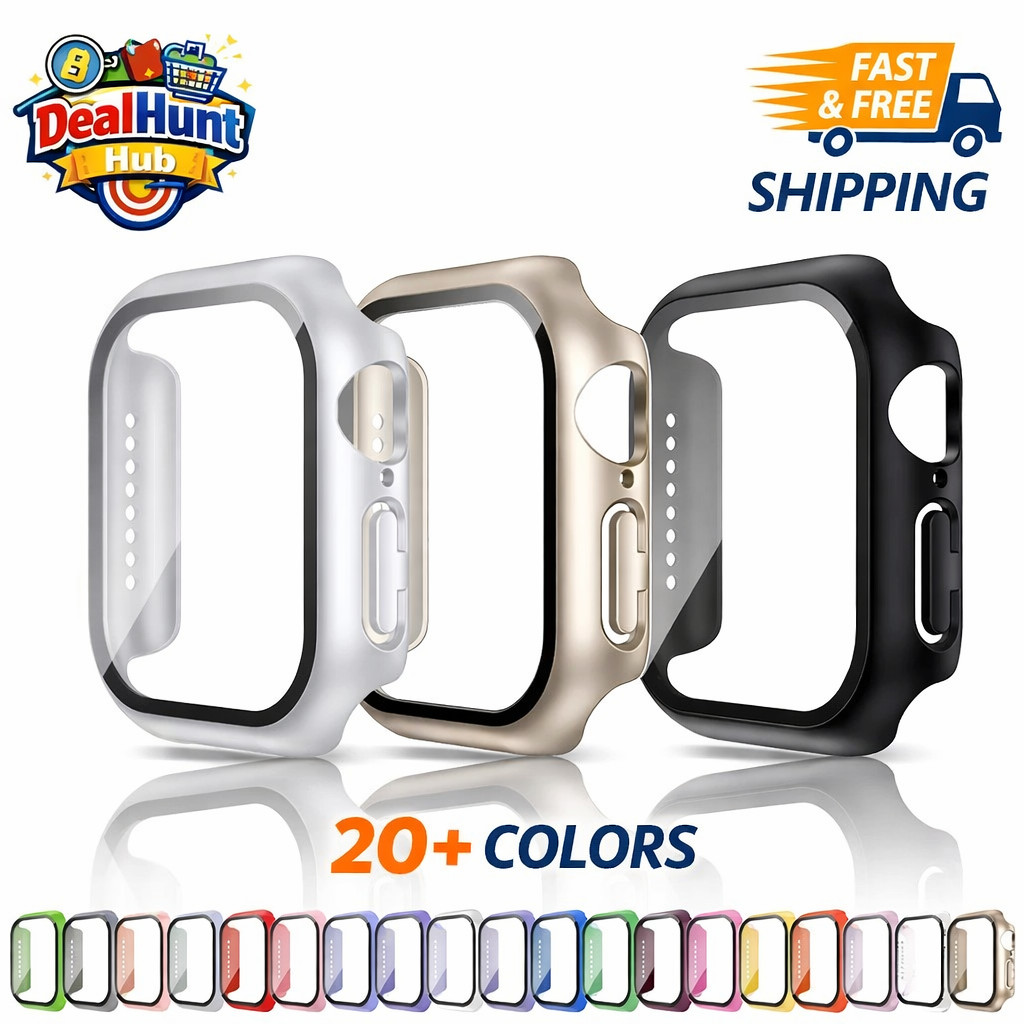 Apple Watch Case + Tempered Glass Screen Protector 38-46mm Series 10 9 8 7 6 SE