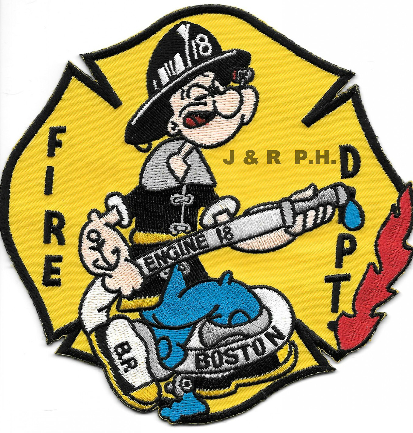 Boston  Engine-18, MA  "Popeye"  (5" x 5" size) fire patch