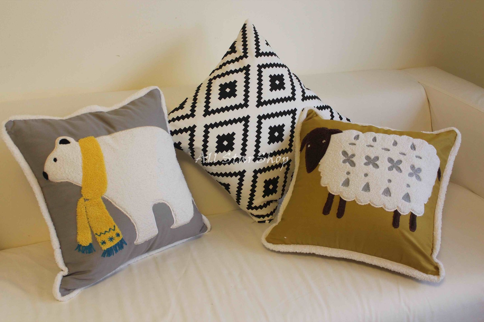 Art Kids Luxury Bear Sheep Home Decor Cotton Linen CUSHION COVER PILLOW CASE 18"