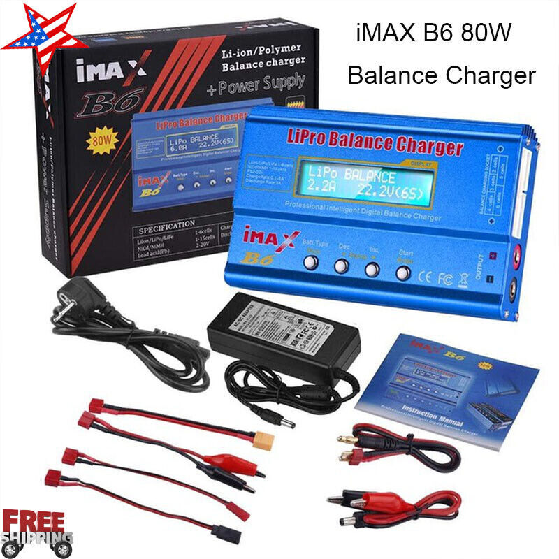 80W Fast Digital Balance Charger for iMAX B6 AC LCD RC LiPo LiFe NiCD Battery