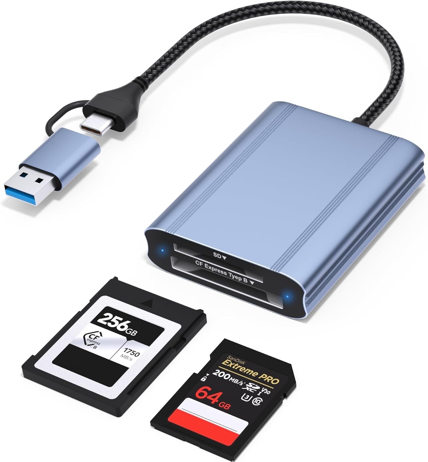 CFexpress Type B and SD Card Reader, USB-C 3.2 Gen 2 10Gbps Transfer Speed, U...