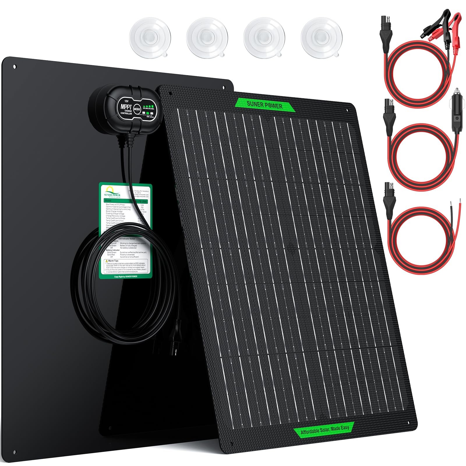 Solar Battery Charger & Maintainer 50W 12V PRO UltraSmart MPPT for Car Boat RV