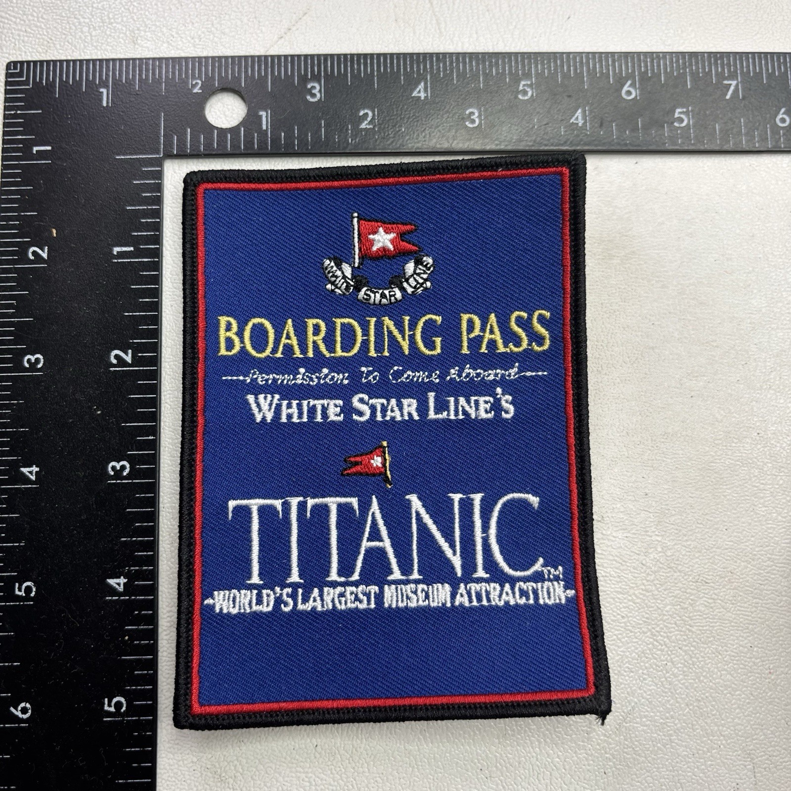 TITANIC White Star Line’s Boarding Pass Museum Attraction Ship Patch 56WL