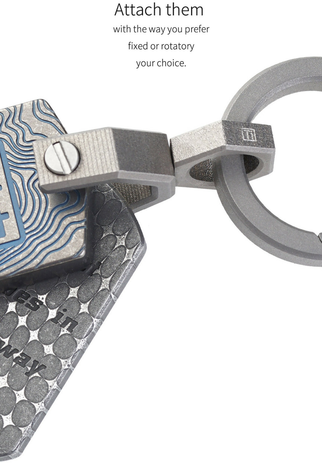 MecArmy CH5-M TC4 Titanium Alloy Mini Tiny Rotatory D Shape Key ring-Sandblasted
