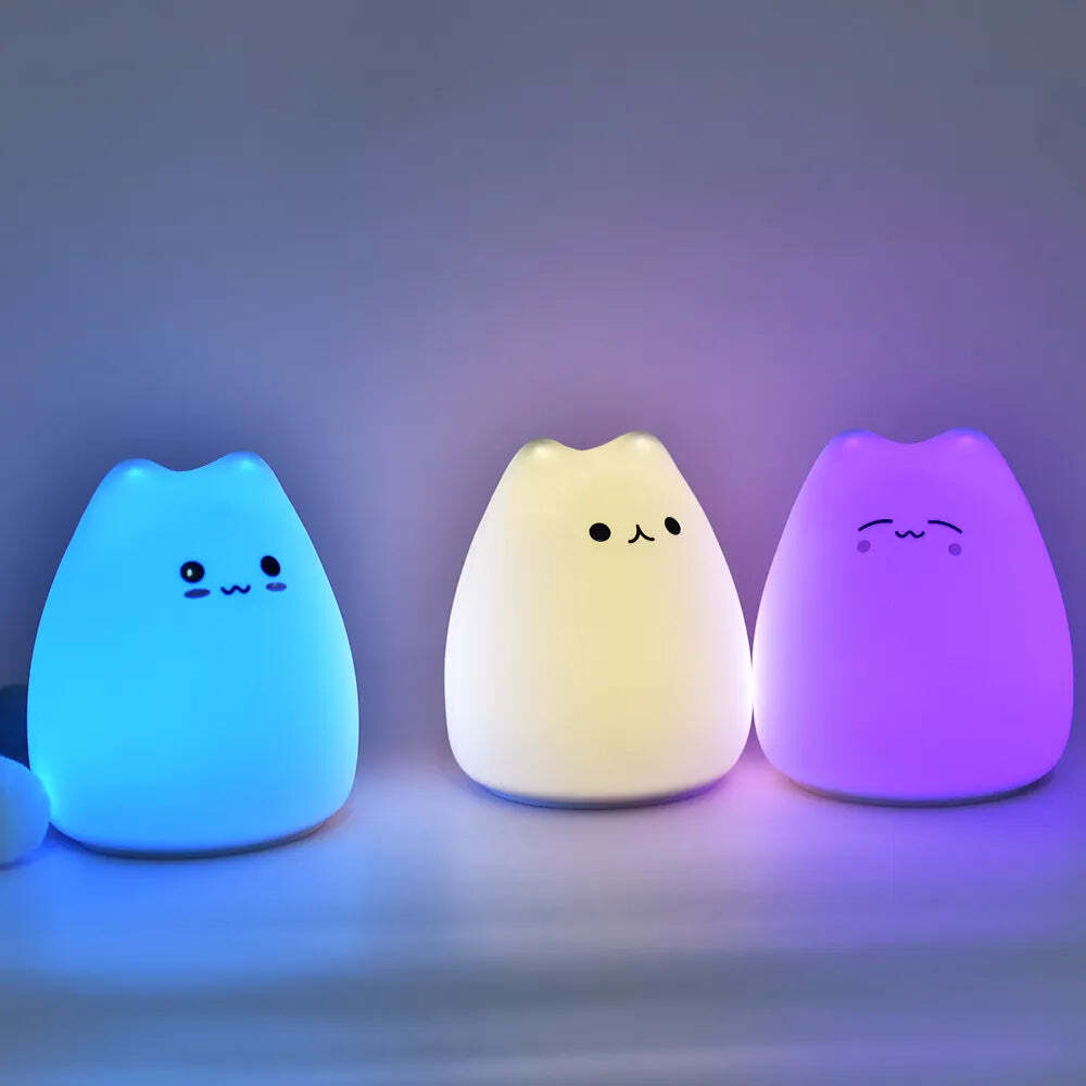 LED Silicone Kitten Night Light