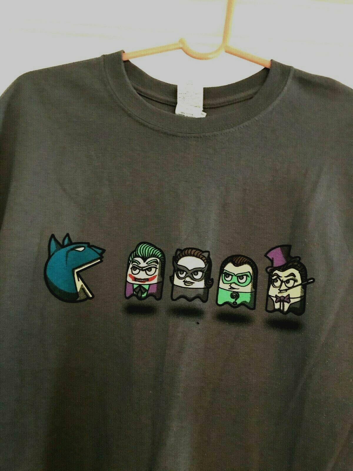 Batman vs Villains Pac-Man Parody T-shirt 2XL XXL Joker Riddler Rogues Gallery