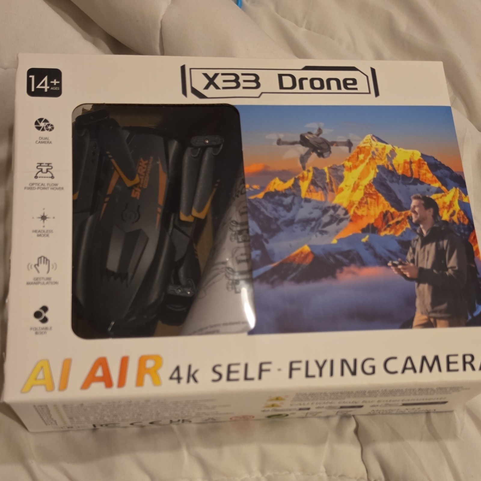 AI AIR X33 Selfie Drone 4K HD Camera, Optical Flow, Gesture Control, self flying