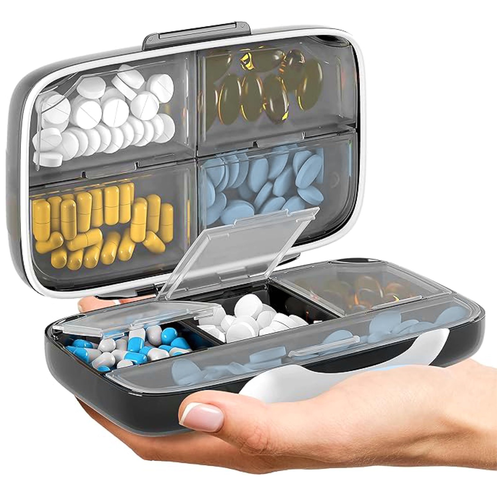 Travel Pill Organizer - Airtight Medicine Case for Traveling Portable Pharmac...