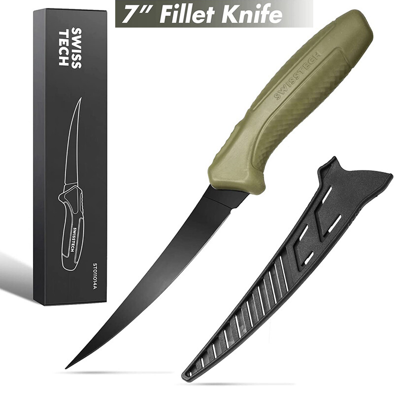 Swiss+Tech 7-inch Floating Fishing Fillet Knife Steel Blade for Filleting Boning