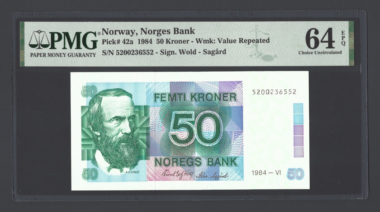 Norway 50 Kroner 1984 P42a Uncirculated Grade 64