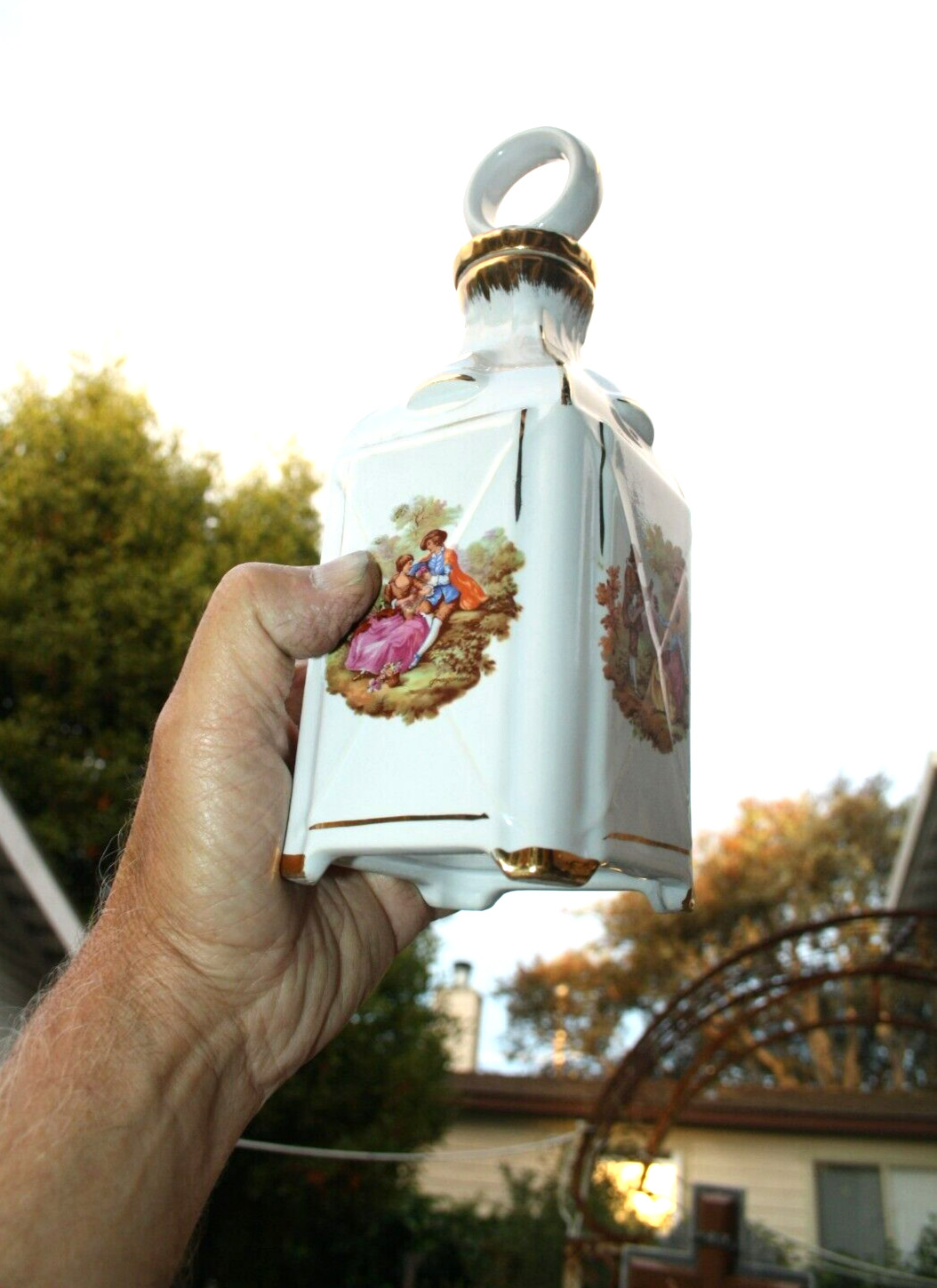 Vintage 1969 Giffard Creme De Menthe Painted Empty Decanter ~ FRANCE