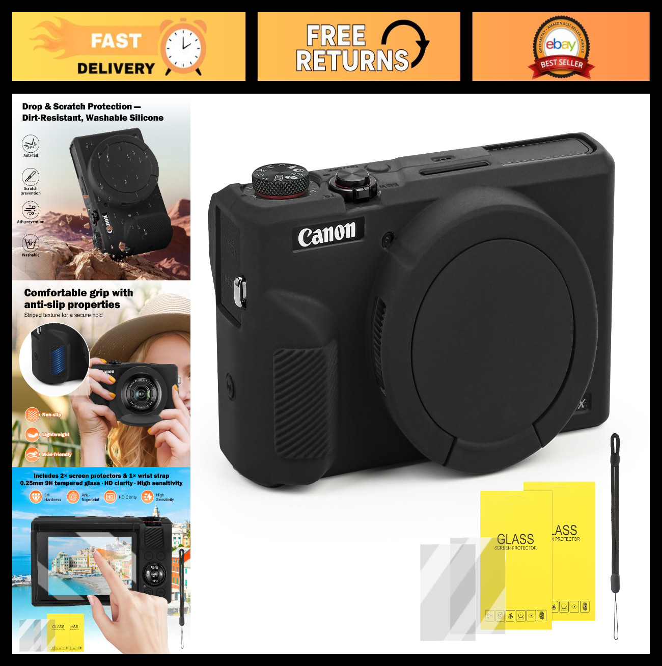 Protective Case for Canon G7 X Mark III Camera, Soft Anti-Scratch Cover, Lens Ca