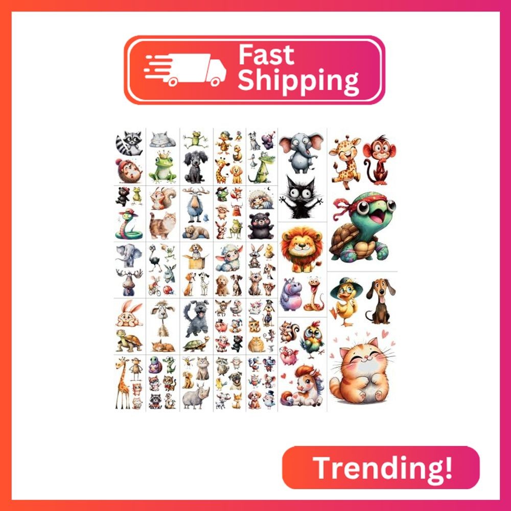 Temporary Tattoos - 30 Sheets Tattoos (Cute Animals)