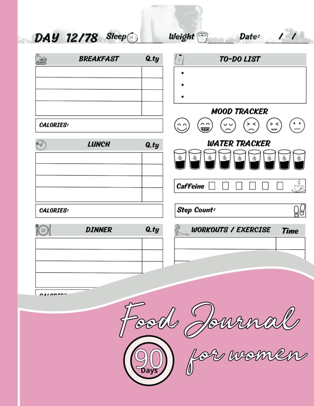 Food Journal: for women weight loss. Simple and Cute Daily Diary: Your Motivatio