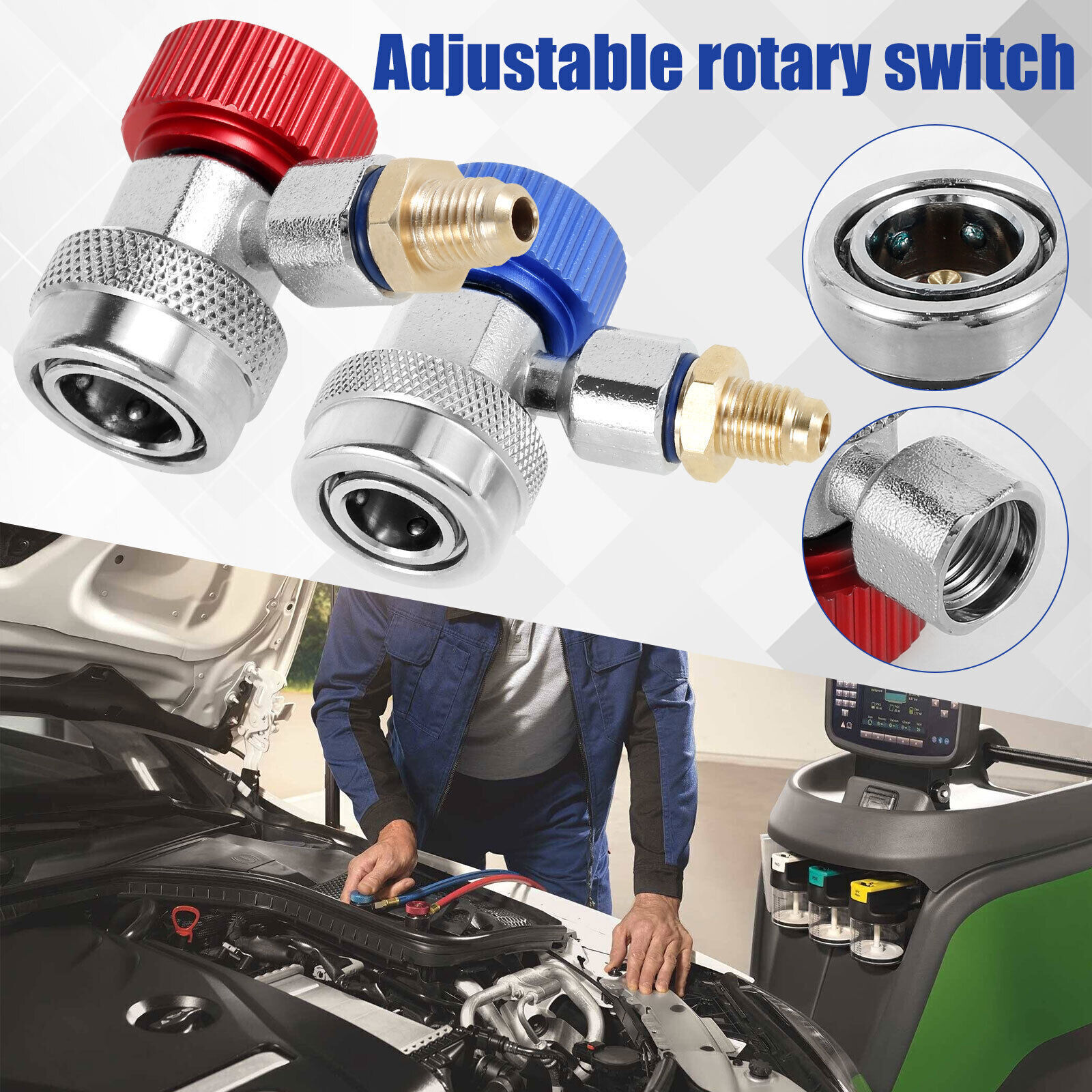 2Pcs Quick Connector Adapter Conversion Coupler Auto A/C Manifold Gauge Low/High
