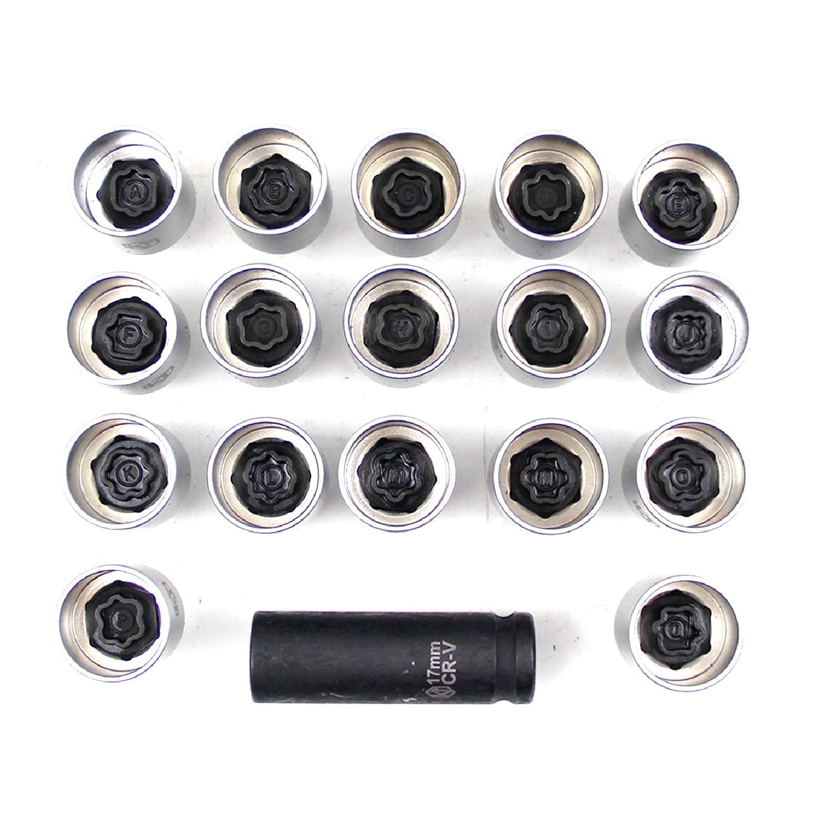 18pcs Wheel Locking Nut Key Kit Anti-Theft Screw Socket for Land Rover