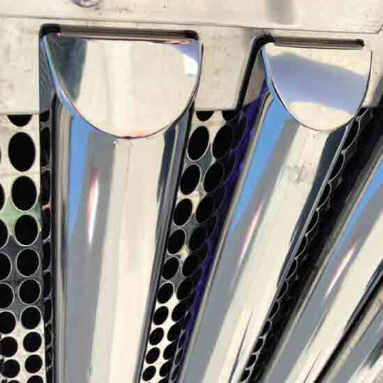 33.5 Inch 304 Stainless Steel Half Moon Vertical Grille Bar For Peterbilt