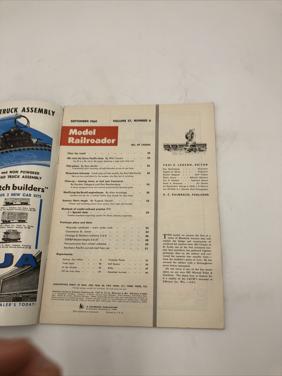 Model Railroader Magazine September 1960