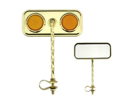 ONE Bike Rectangle Square Twisted Mirror Gold Amber Reflectors.