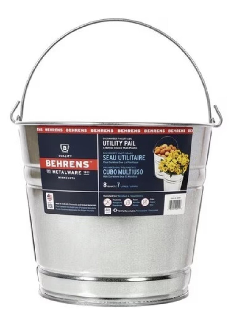 Behrens 1208GS 8 Quart Galvanized Steel Water Pail - Pack of 4