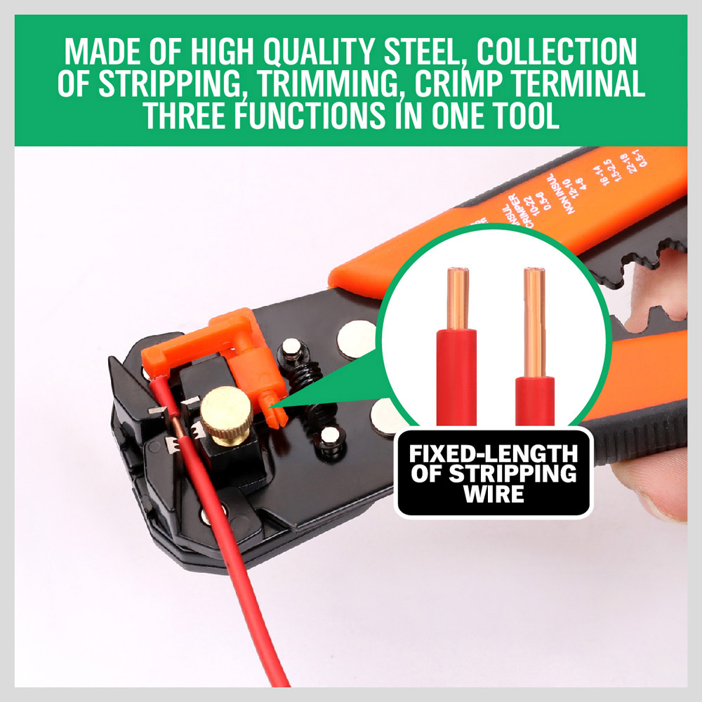 8'' Self-Adjusting Wire stripper Cable Cutter Electricians Crimping Tool New