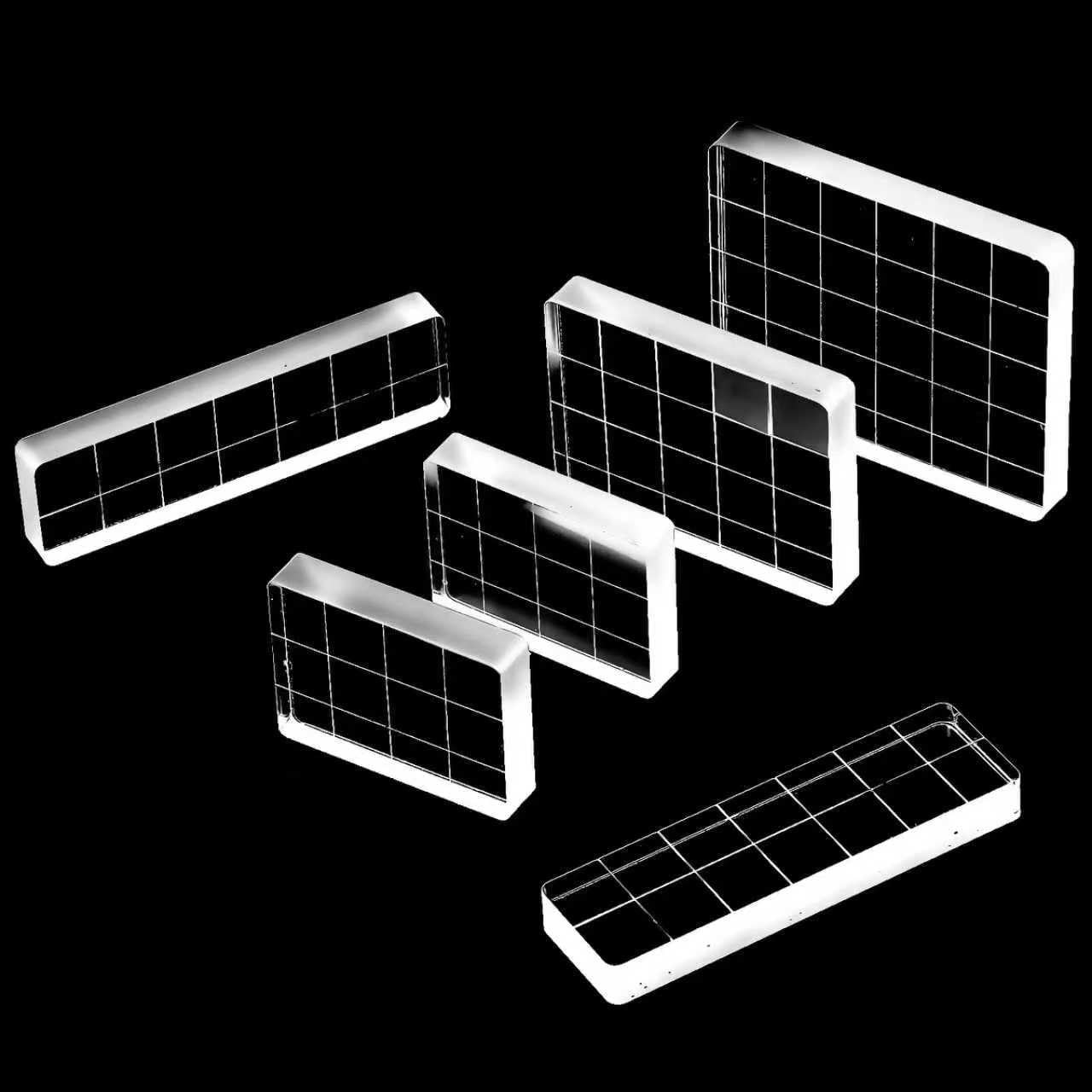 6Pcs Acrylic Stamp Blocks, Clear Stamping Blocks with Grid Lines, 6 Sizes | for