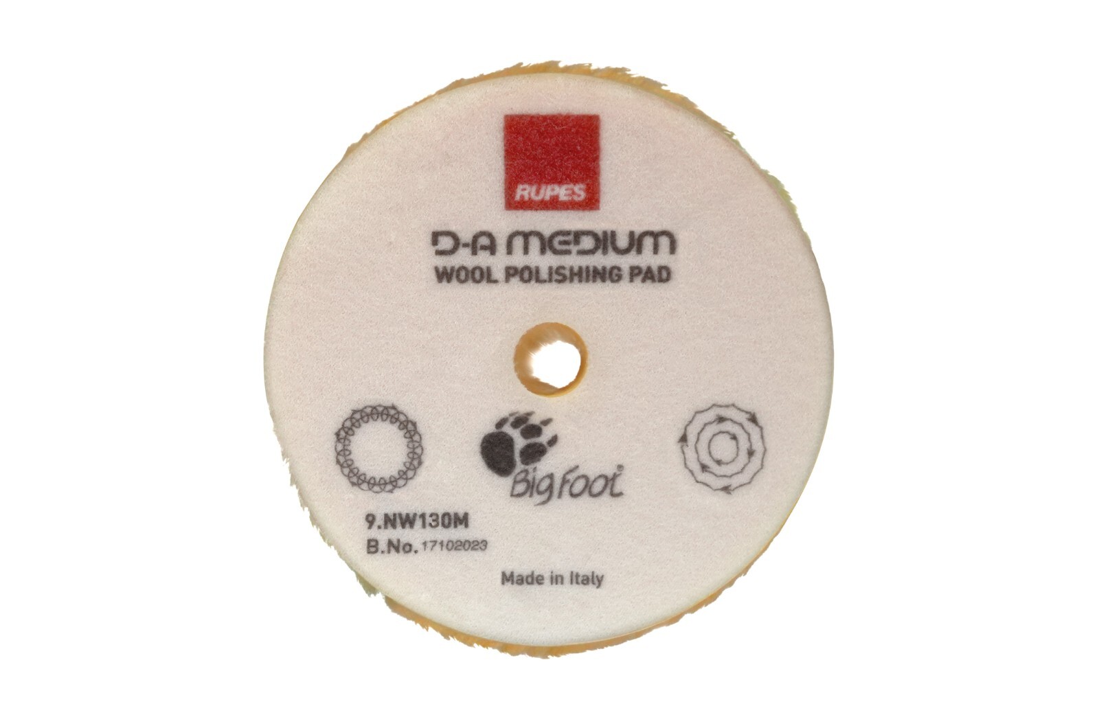 5" Rupes DA Medium Wool Pad | Yellow | 130mm For 5" Backing Plate