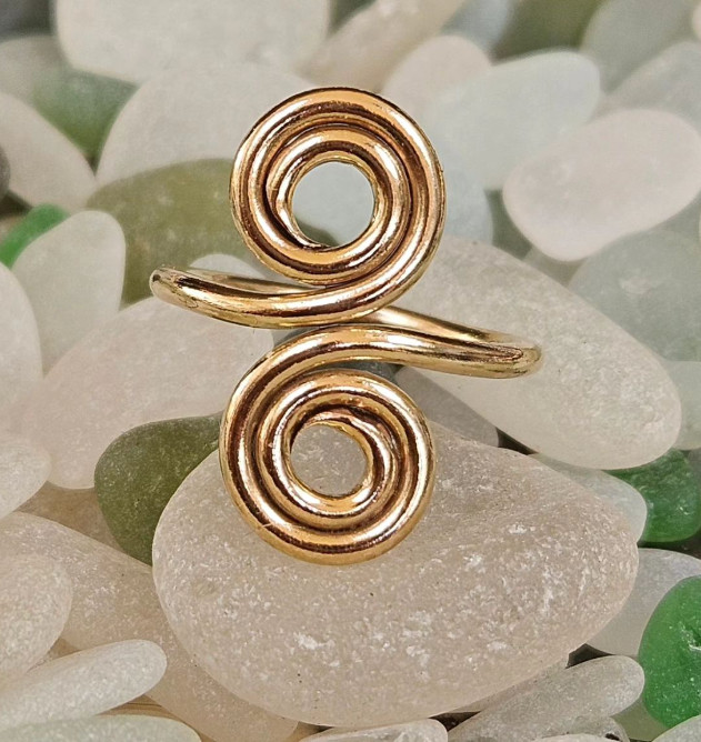 New Spiral Toe Ring For Women's In Solid Metal 14k Yellow Gold Plated Silver