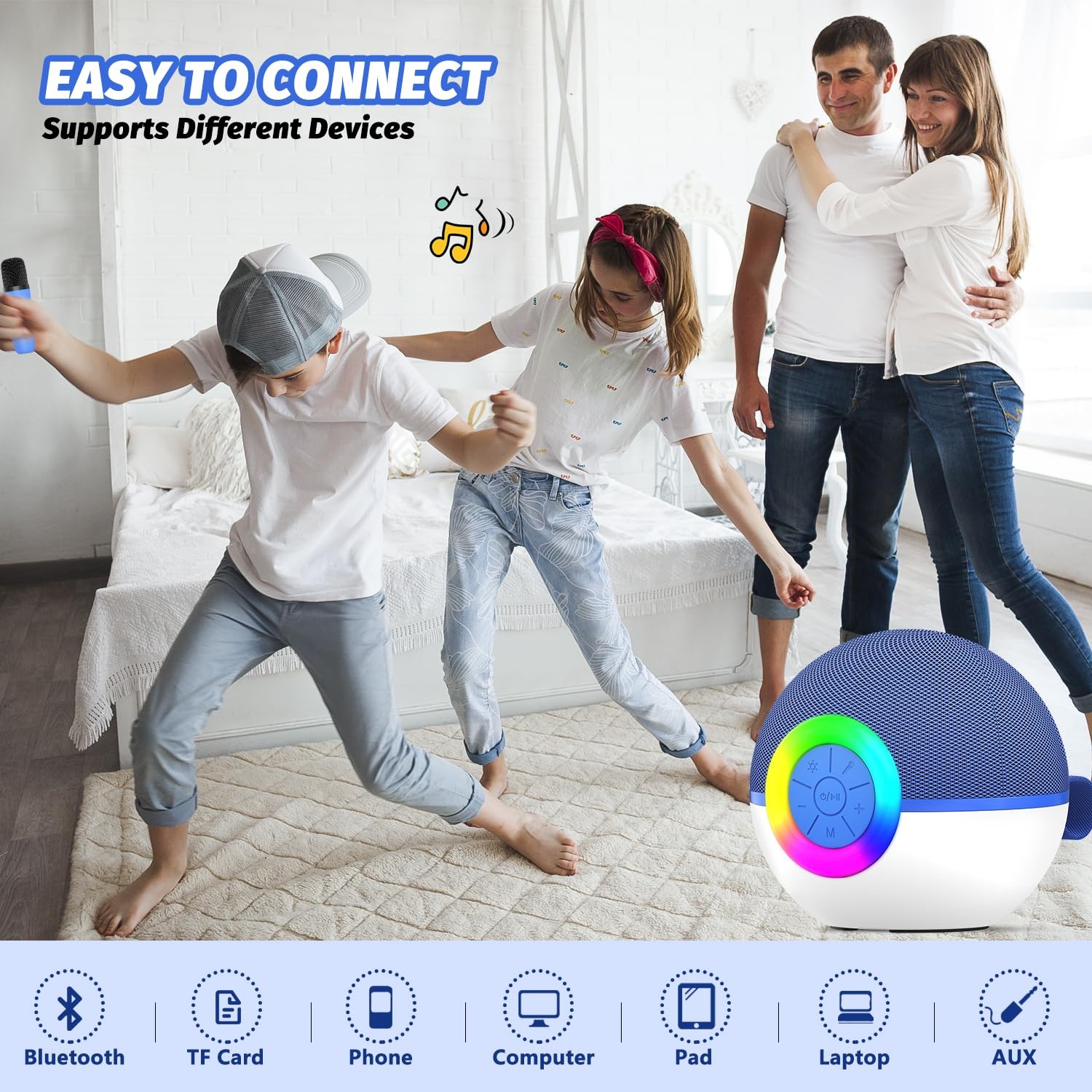 Mgaolo Mini Karaoke Machine, Portable Bluetooth Speaker with 2 Wireless Mics