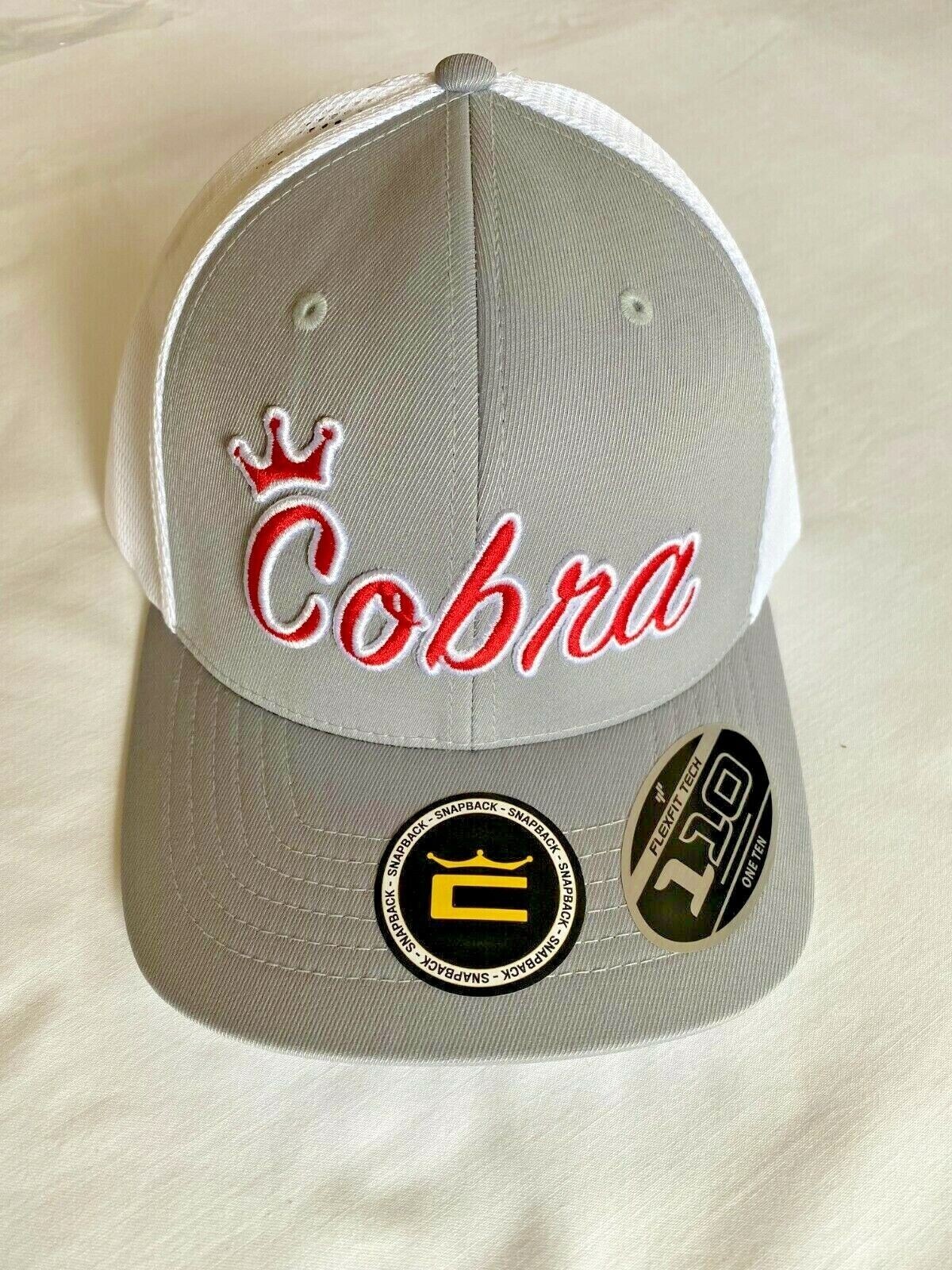 NEW Cobra Crown C Trucker Snapback Cap Hat Flexfit Tech 100 Gold Hat Gray