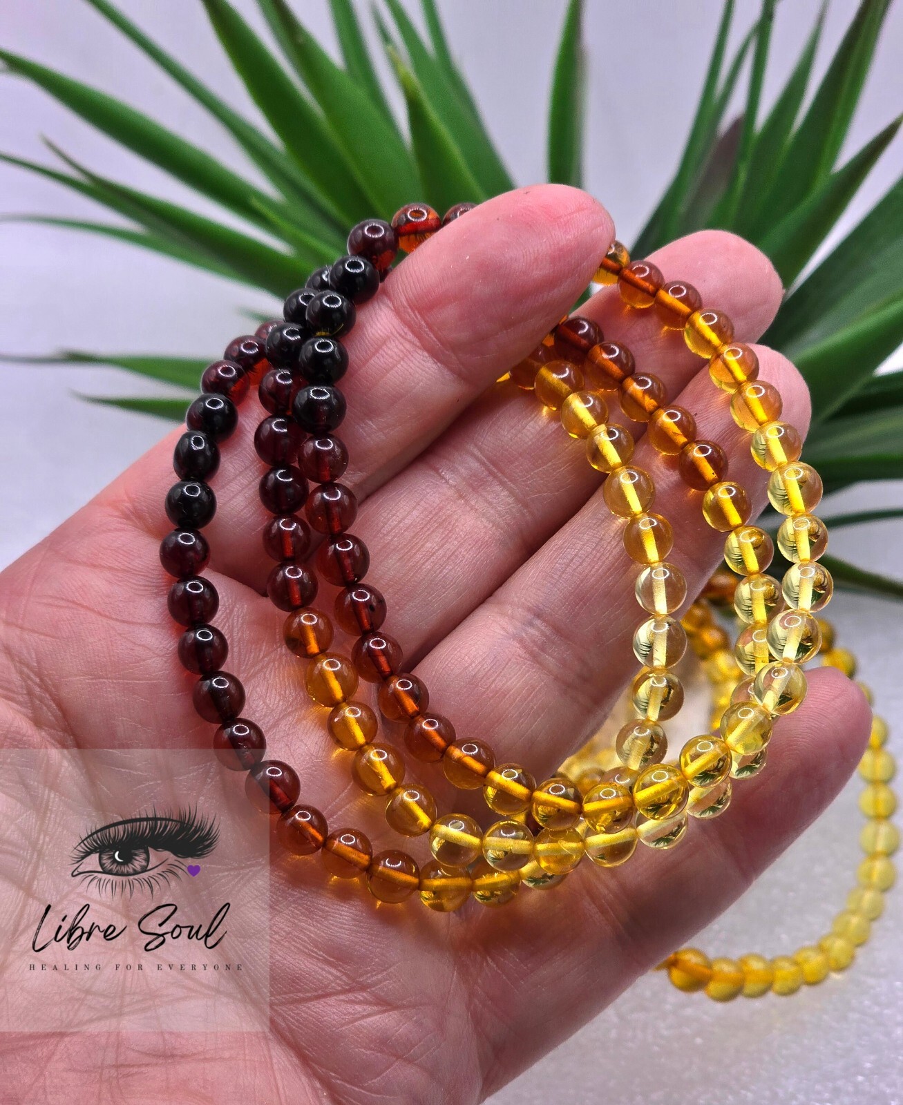 Rainbow Amber Crystal Beaded Bracelet