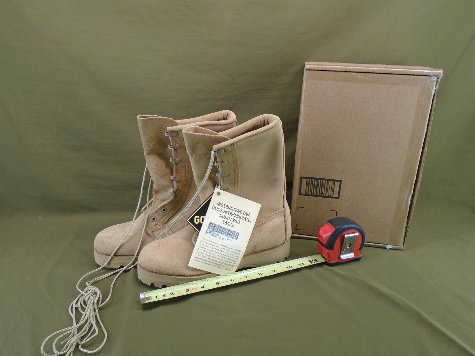 US Military Cold Wet Weather Goretex Boots Desert Tan Size 5.5 Regular New 223-A