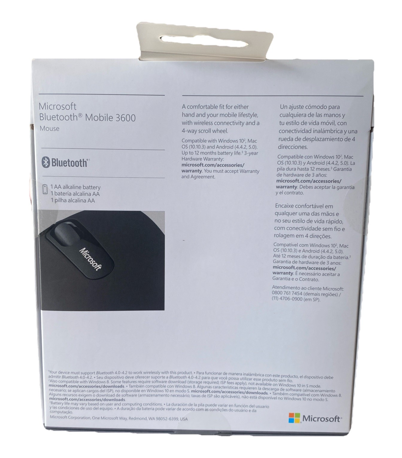 Microsoft Wireless Bluetooth Mobile 3600 Cyan Blue Mouse, NEW SEALED