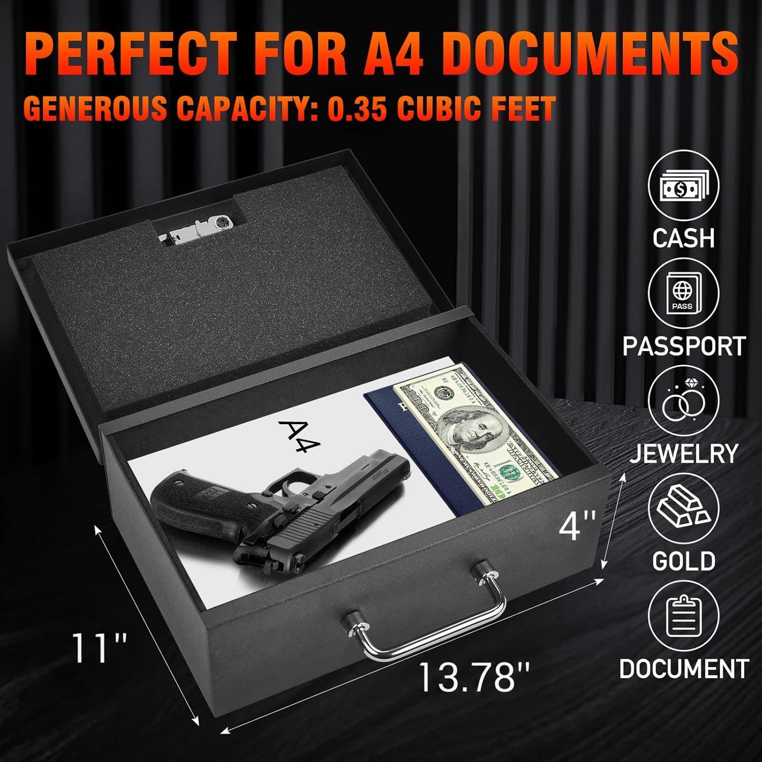 TOTOY 0.26 CuFt Fireproof Document Box