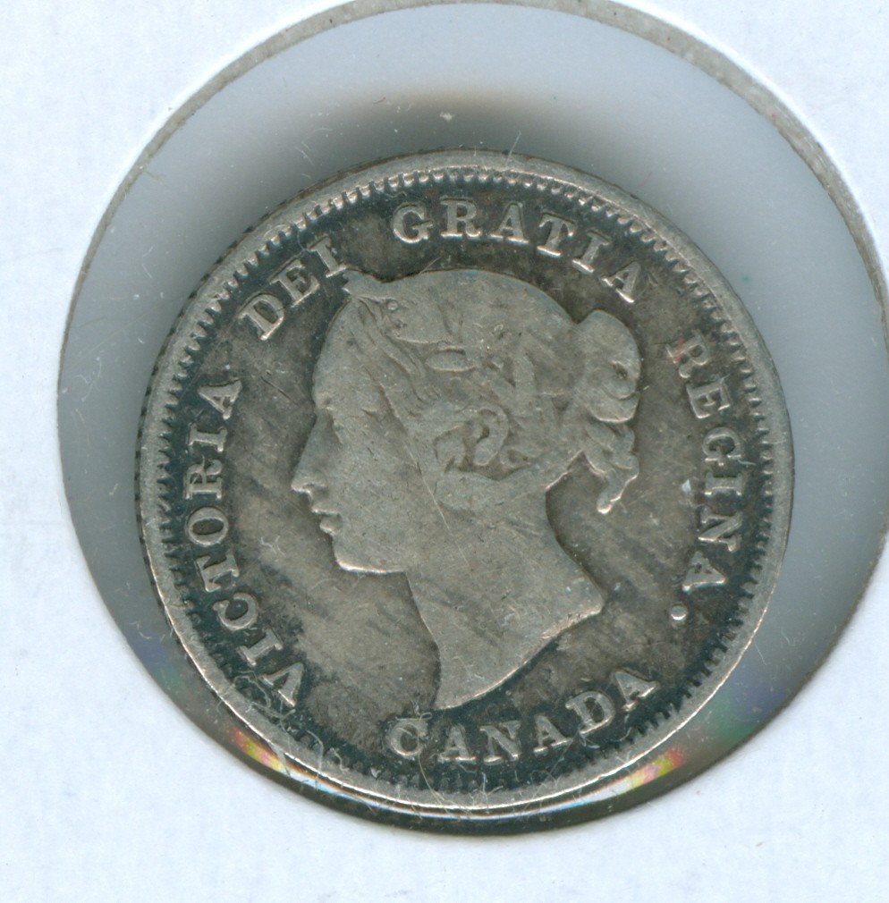 CANADA 1880-H  FIVE CENT SILVER --FINE