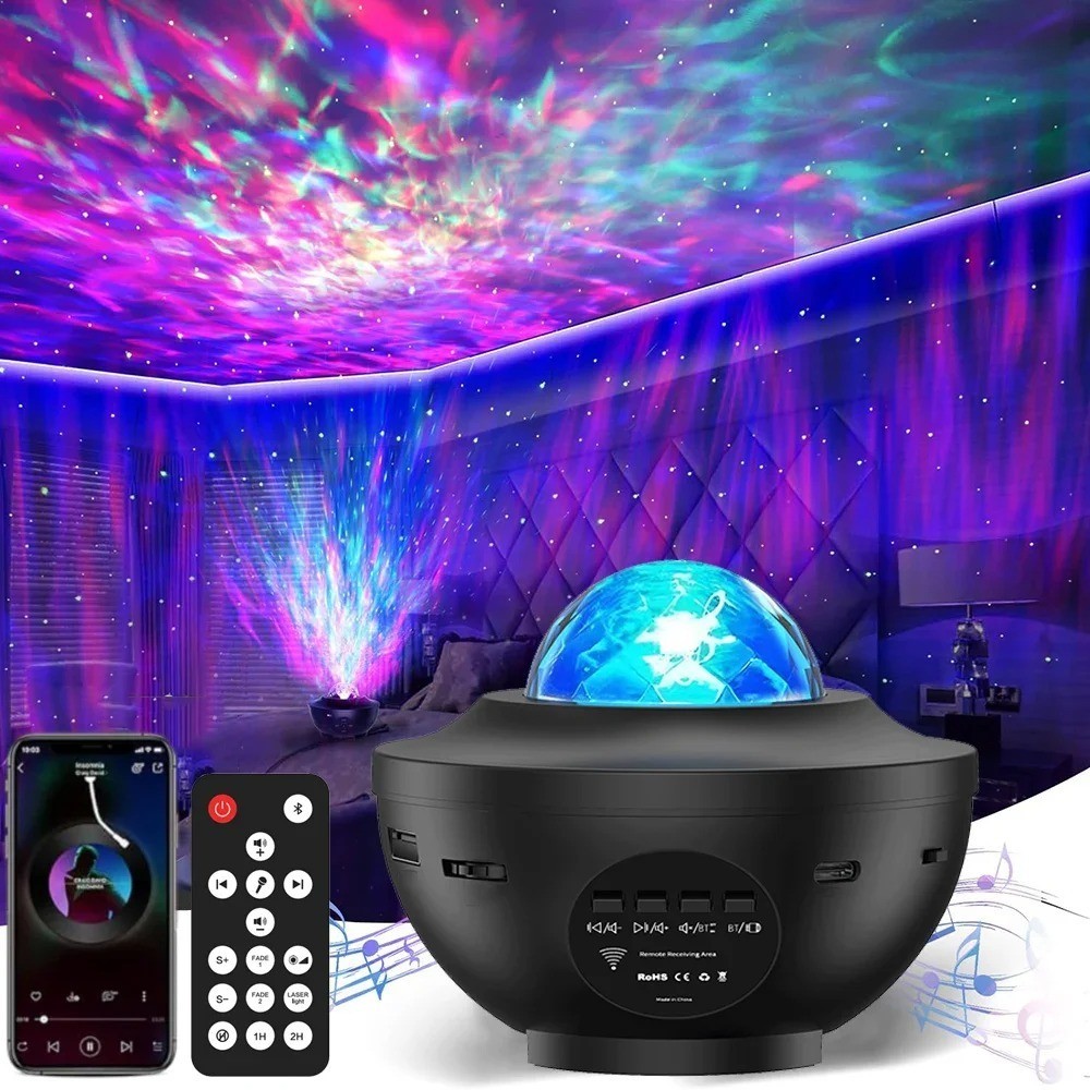 New LED Starry Galaxy Projector Night Light Child Gift USB Bluetooth Music Playe