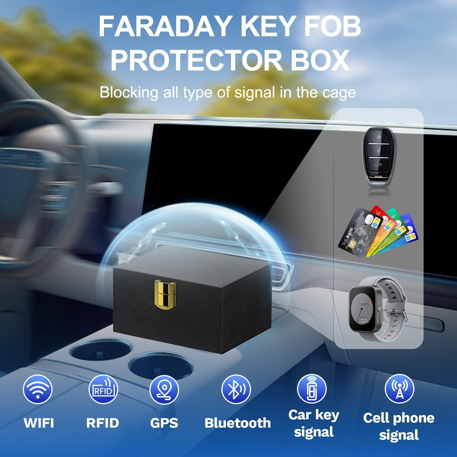 Samfolk Faraday Box with Faraday Bags - Keyless Car Key Safe Protector