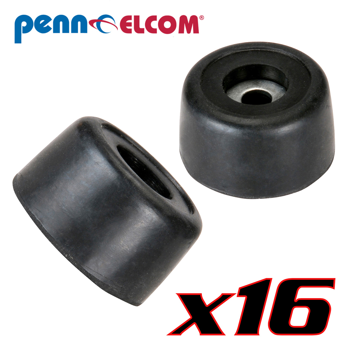 Sixteen Pack Penn Elcom F1692 Rubber Cabinet Foot 1" Dia x 0.5625" H Heavy-duty