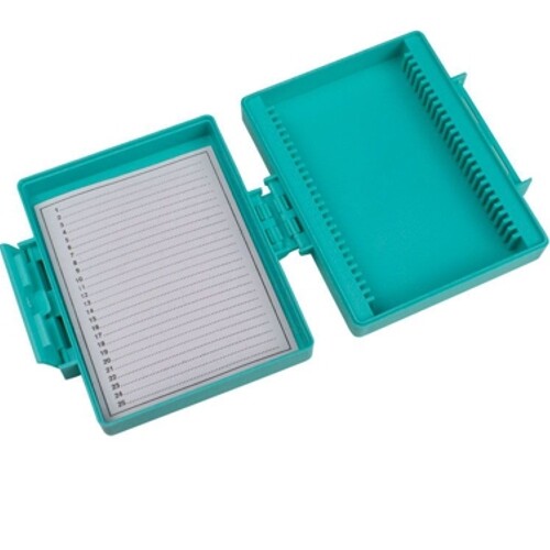 Slide Box with Hinges, 100 Slides, Plastic, Green, Karter Sci 273O3 (Single)