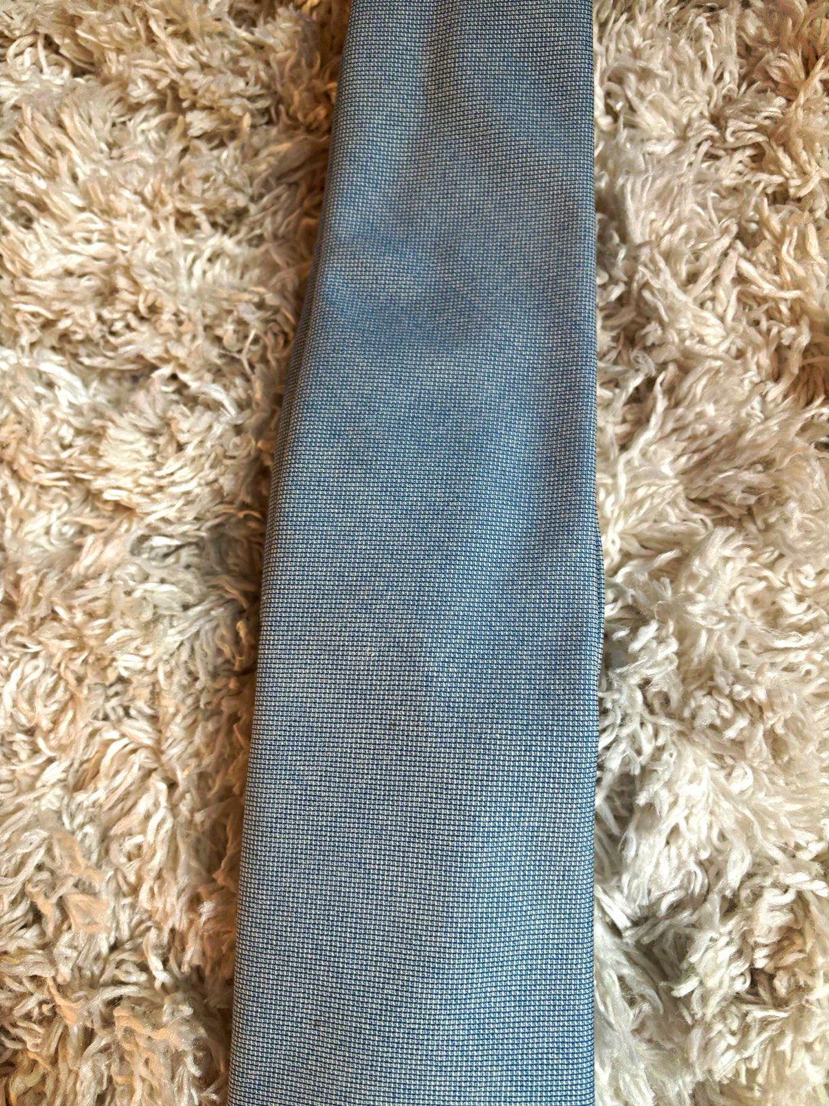 Bruno Ferrari Men's Woven Wool Tie Light Blue Solid Pointed Made in Italy
