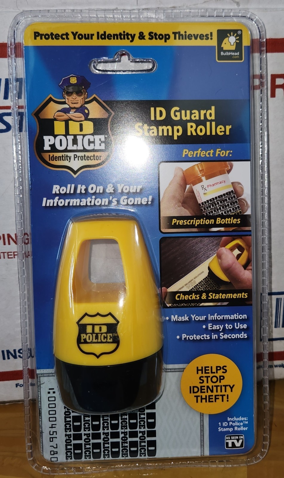 NEW ~ ID Police Help Stop Identity Theft ID Guard Stamp Roller